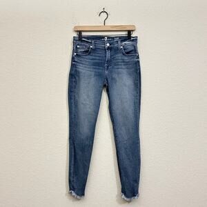 7 FOR ALL MANKIND Ankle Gwenevere Jeans Blue Denim Skinny Fringed